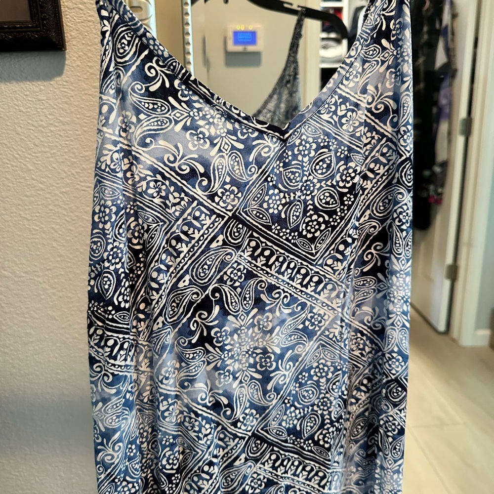 Blue and White Paisley Slip nightgown women’s plus size